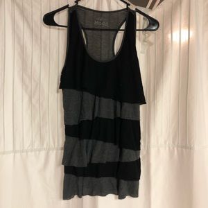 Black and gray ruffled tank
